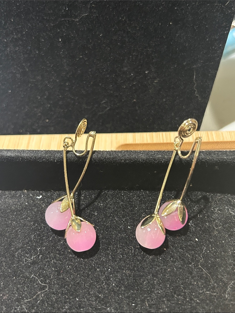 Pink clip on earrings